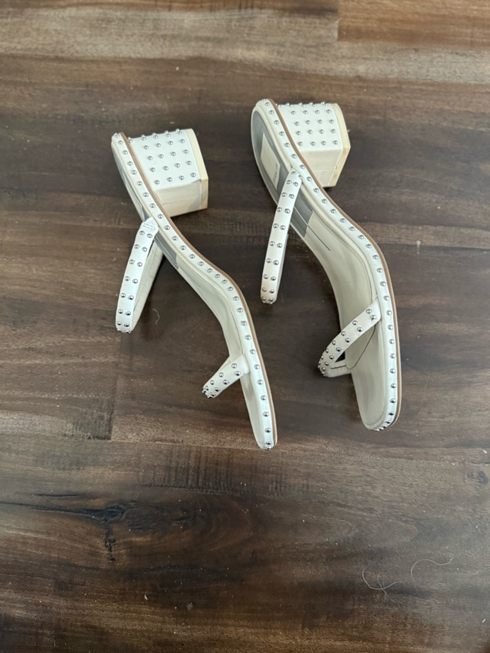 Dolce Vita Ivory Studded Double-Strap Slide Sandals - Picture 4 of 5